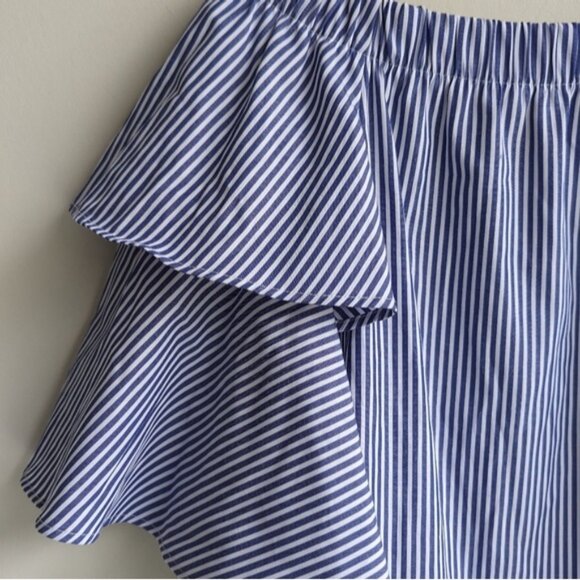Zara off the shoulder ruffle puff sleeve striped lace blouse - Picture 3 of 6